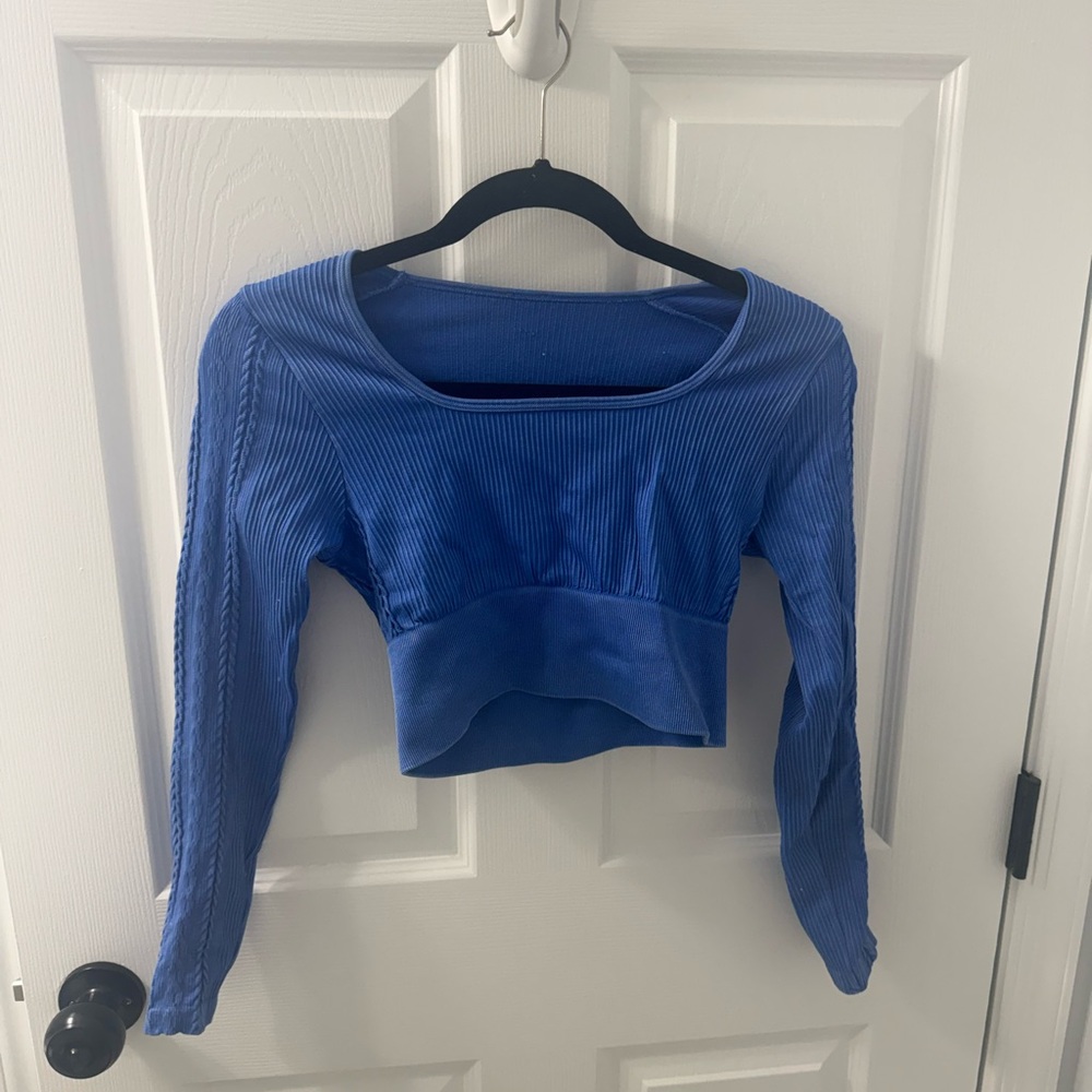 Offline by Aerie Blue Ribbed Crop Top